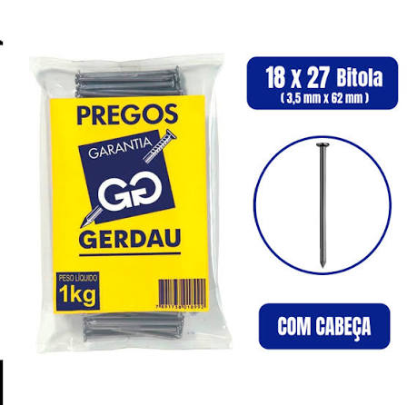 PREGO 18X27 C/ CABECA   ( GERDAU )(023)     (KG)