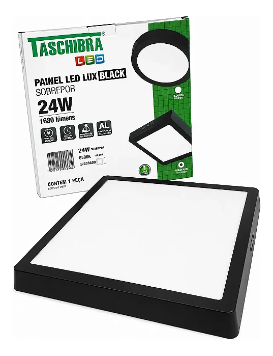 TASCHIBRA PAINEL LED 24W QUAD SOBR 6500K PTO/70155