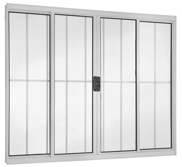 Janela de Correr 4 folhas com grade 100x150 - Branco - Esquadrisul