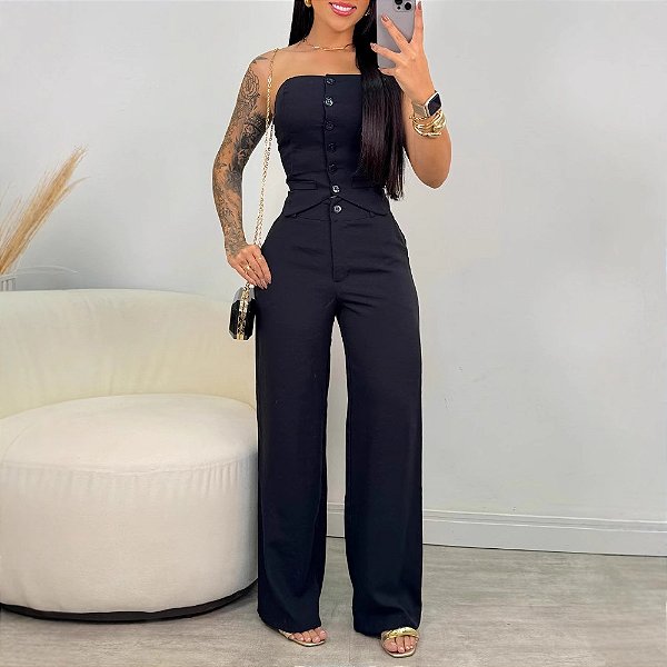 conjunto alfaiataria colete e calça valora