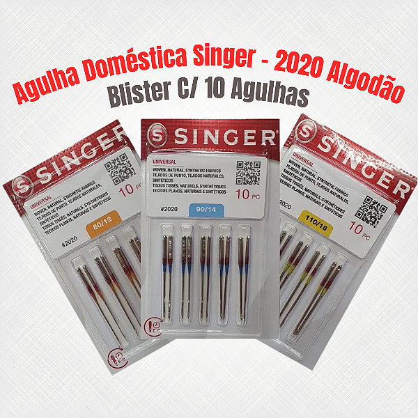 Agulha Doméstica Singer - 2020 Algodão - Blister C/ 10 Agulhas