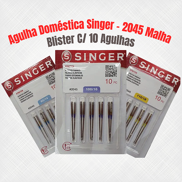 Agulha Doméstica Singer - 2045 Malha - Blister C/ 10 Agulhas