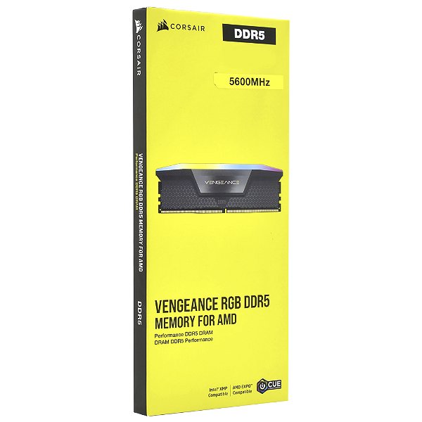 Memória RAM Corsair Vengeance DDR5 16GB 5600MHz com RGB - Preto