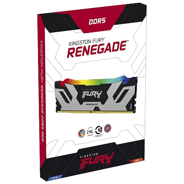 Memória RAM Kingston Fury Renegade DDR5 32GB 6400MHz RGB - Prata / Preto