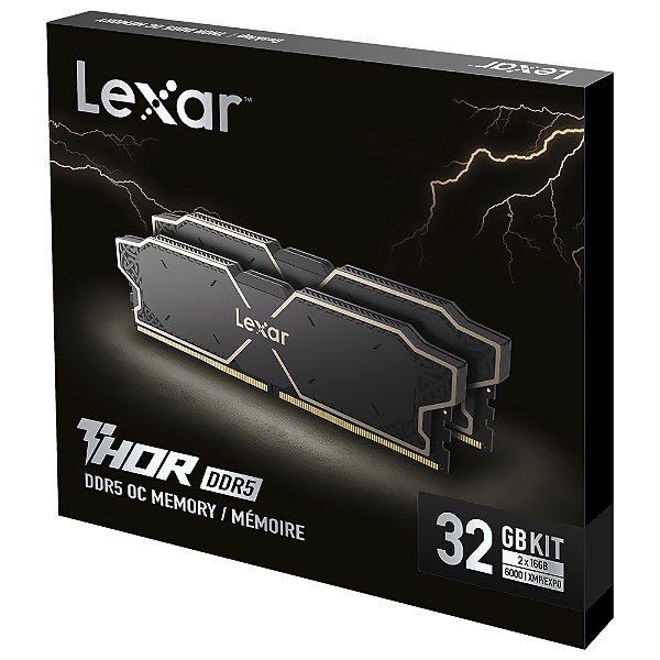 Memória RAM Lexar Thor OC DDR5 32GB (2x16GB) 6000MHz - Preto