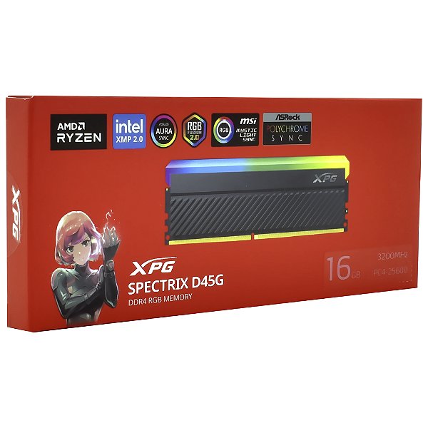 Memória RAM ADATA XPG Spectrix D45G DDR4 16GB 3200MHz RGB - Preto