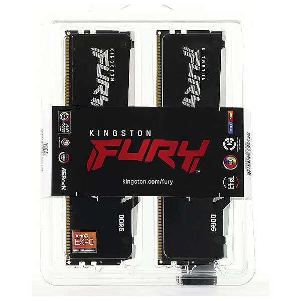 Memória RAM Kingston Fury Beast DDR5 32GB (2x16GB) 6000MHz RGB - Preto