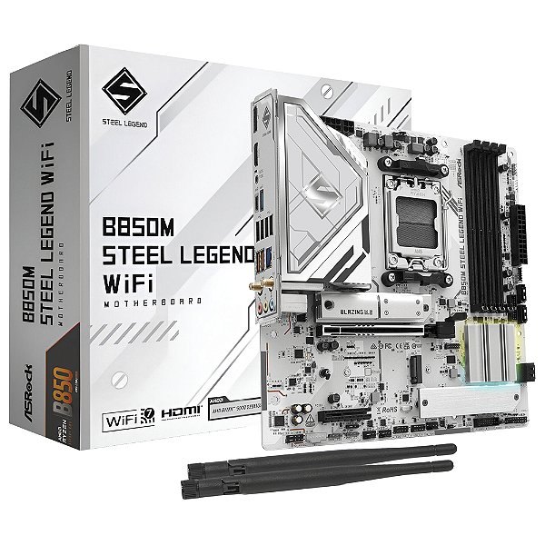 Placa Mãe ASRock B850M Steel Legend Wi-Fi Socket AM5 / DDR5