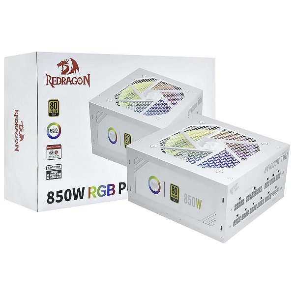Fonte de Alimentação Redragon GC-PS007W-1 850W ATX Modular 80 Plus Gold - Branco