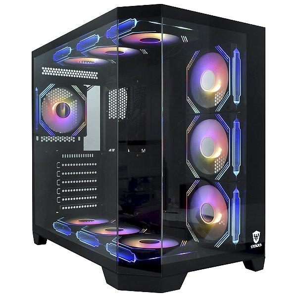 Gabinete Gamer Satellite K904 ATX com 10 Coolers ARGB - Preto