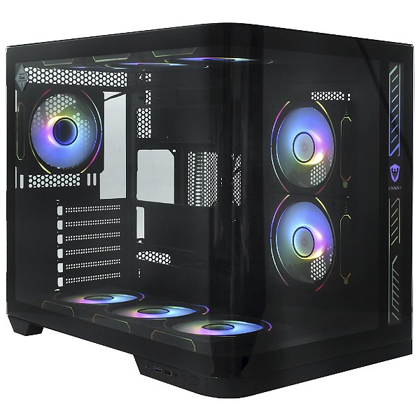 Gabinete Gamer Satellite K910 ATX com 9 Coolers e Iluminação ARGB - Preto
