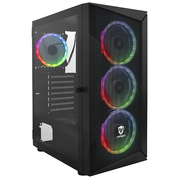 Gabinete Gamer Satellite K8871 ATX com 4 Coolers ARGB - Preto