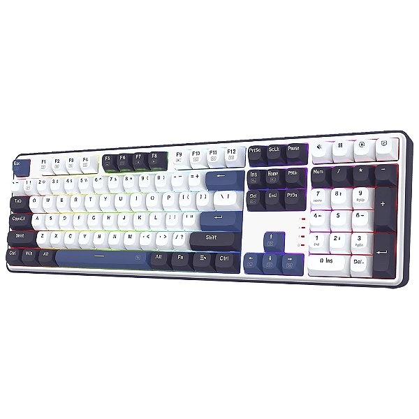 Teclado Gamer Mecânico Redragon K689WBB-RGB Wyvern - Branco / Preto