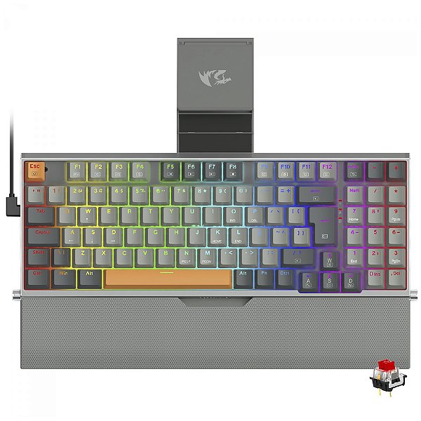 Teclado Gamer Mecânico Redragon K648GG-RGB Olaf Wireless - Cinza