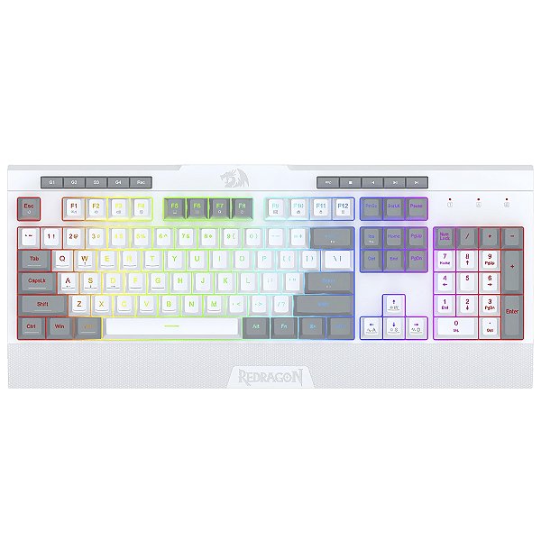 Teclado Gamer Redragon K525WG-RGB Shiva Lite USB - Branco/Cinza