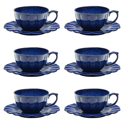 Jogo de 6 Xícaras de Chá 220 ml com pires Flora Amor-Perfeito