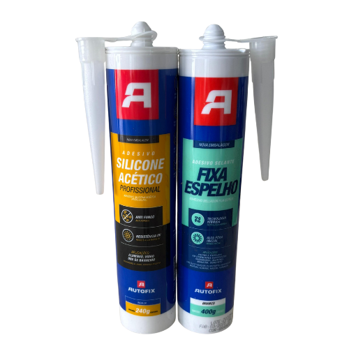KIT 12 SILICONE ACETICO PRÓ + 06 FIXA ESPELHO