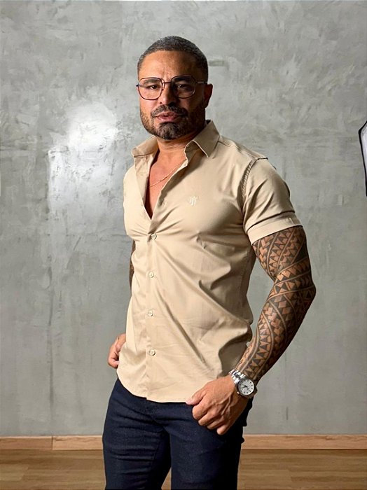 CAMISA SOCIAL FIBRA DE BAMBU TH BEGE