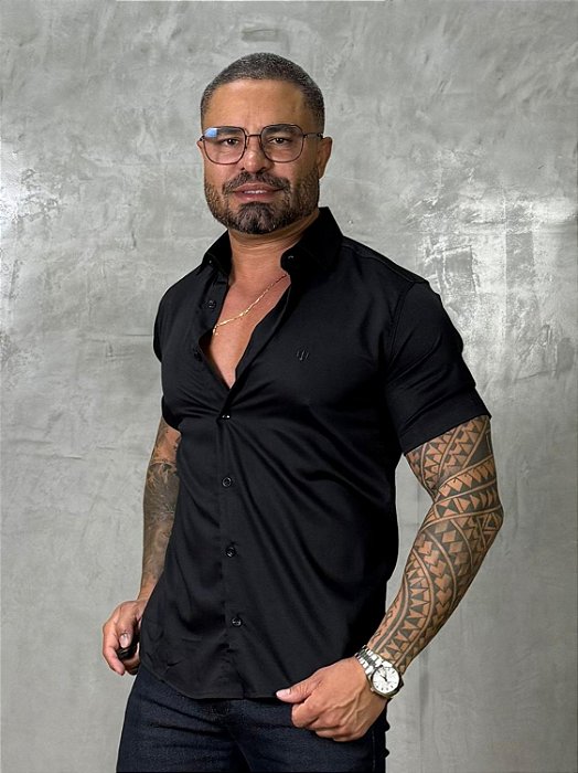 CAMISA SOCIAL FIBRA DE BAMBU TH PRETA