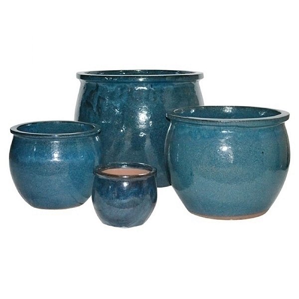 CJ DE VASOS VIETNAMITA AZUL PETROLEO - 04 PCS