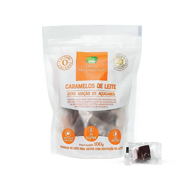 Caramelos de Leite Zero Açúcar e Zero Lactose 100g