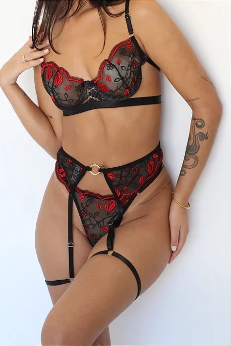 Conjunto Kiss Me (conjunto + cinta-liga) - Ondéa Atelier