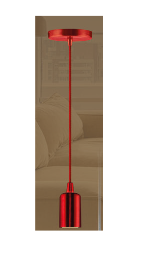 Pendente Slim Aluminio Cereja com cabo de tecido