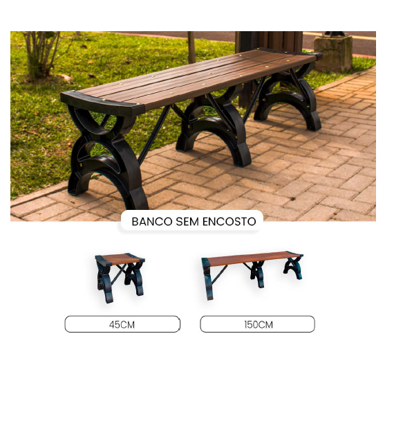 Banco Jardim Sem Encosto 1,50m - Madeira Plástica