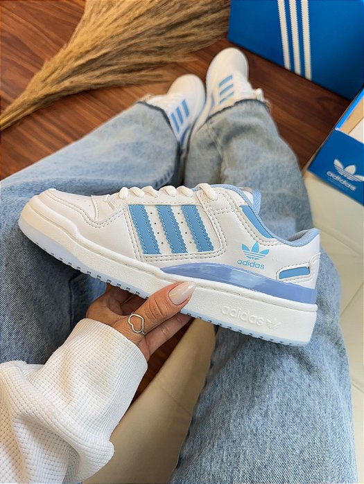 Tênis Adidas Fórum Branco e Azul