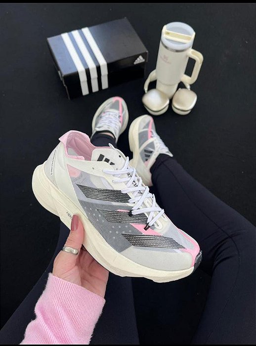Adidas Adizero Adios Pro 3 Pulse Importado Premium Branco Preto Rosa