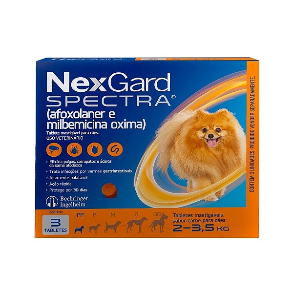 Nexgard Spectra 2-3,5 Kg - Caixa 3 Cp - Promocional