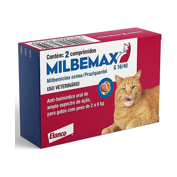 Vermífugo Milbemax G Gatos 2 a 8kg 2 Comprimidos