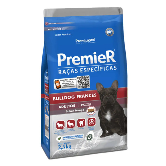 Ração Premier Raças Específicas Bulldog Francês Adultos Frango 2,5 kg