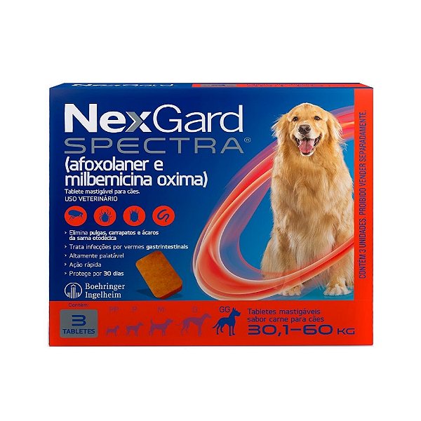 Nexgard Spectra 30,1-60 Kg - Caixa 3 Cp - Promocional