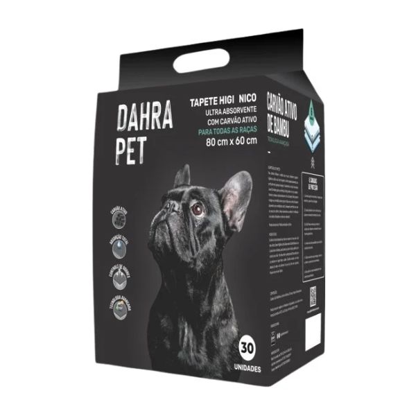 Tapete Higienico Dahra Pet C/ Carvao Ativado 80x60cm C/ 30un- Promocional