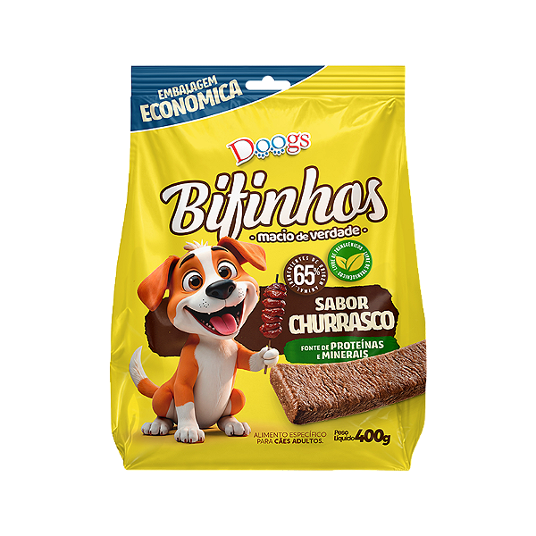 Petisco Bifinho Doogs Churrasco 400 Gr