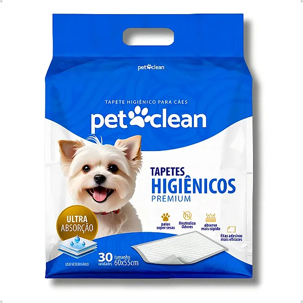 Tapete Higienico Premium Pet Clean 60x55 Cm - 30 Un