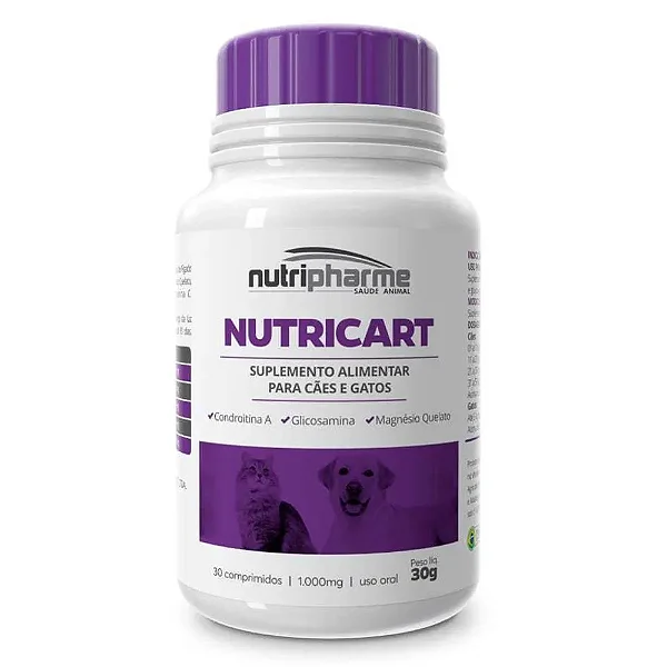 Nutricart 1000 Caes E Gatos - 30 Cp