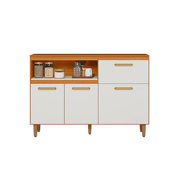 BALCAO 120CM 3P C/TAMPO SICILIA FREIJO UV/OFF ACETINADO POLIMAN