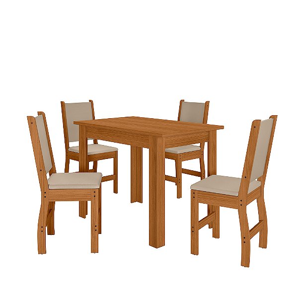 CJ MESA DE JANTAR BELLAGIO C/4 CADEIRAS CLARA FREIJO UV POLIMAN