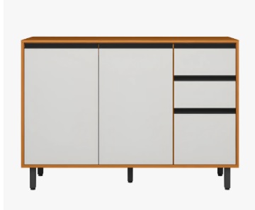COZINHA MOD BALCAO C/TAMPO 120CM 3P RAVENA FREIJO/UV ACETINADO POLIMAN
