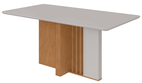 MESA 1,60CM ASTRID C/ VIDRO SERIGRAFADO AMENDOA CLEAN/OFF WHITE LOPAS