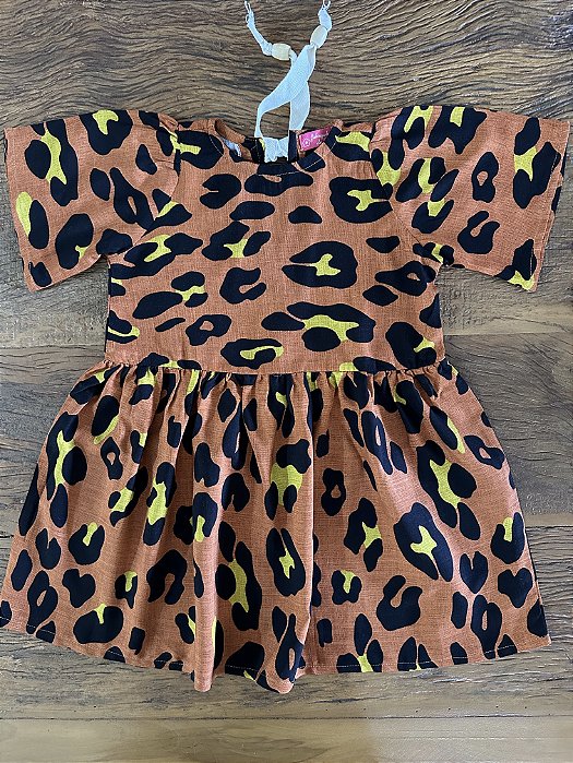 Vestido Infantil Onça em Viscolinho - Estilo e Conforto