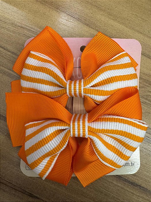 LAÇO DUPLO LARANJA E BRANCO