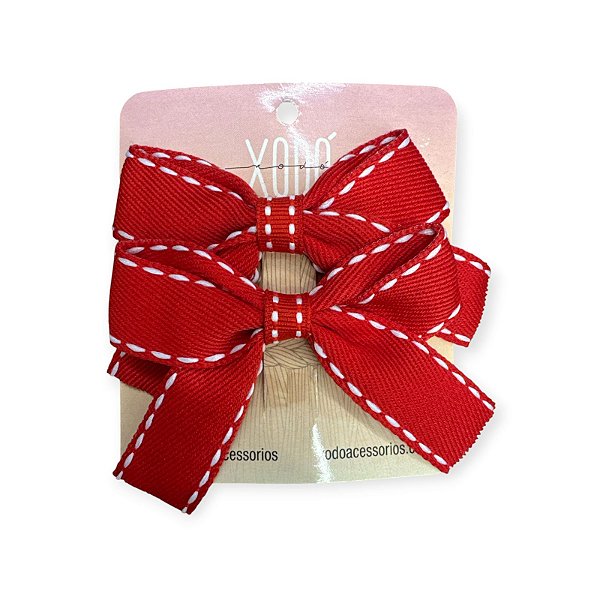 LAÇO VERMELHO COM PONTILHADO EM BRANCO