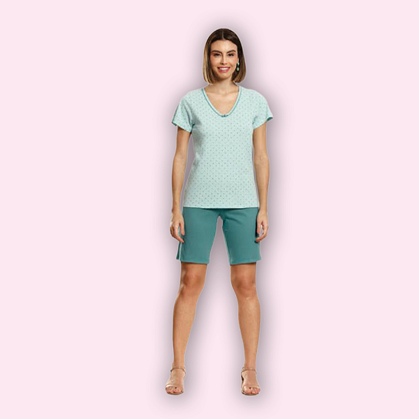 PIJAMA CURTO FEMININO (MANGA CURTA E BERMUDÃO) - POA