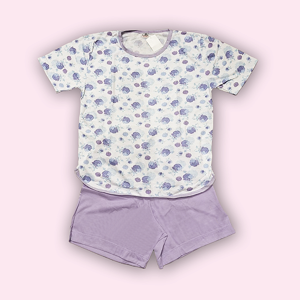 PIJAMA CURTO FEMININO - FLOR LILAS