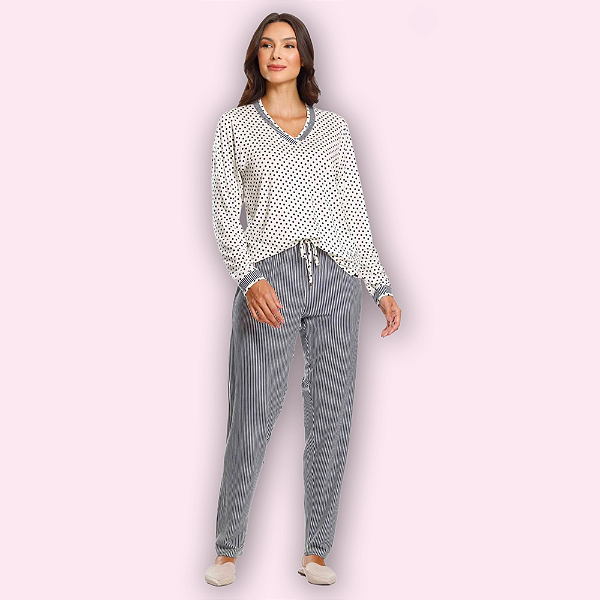 PIJAMA LONGO FEMININO - MARINHO