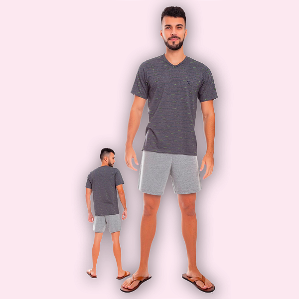 PIJAMA CURTO MASCULINO - GRAFITE