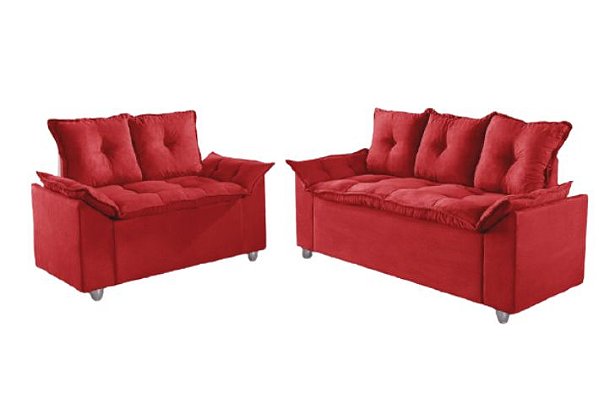 SOFA 3X2 LUG - PAMPULHA - TEC 40 VERMELHO